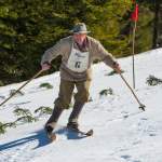 Holzskier beim Nostalgie-Skirennen 2014 in Wagrain